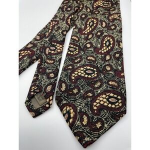 Robert Talbott Studio for Huntley's Burgundy Gold Paisley Silk Necktie USA Made